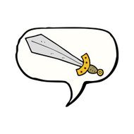 cartoon sword with speech bubble