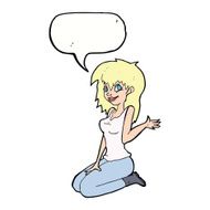 cartoon pretty girl waving with speech bubble N27