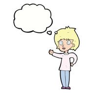cartoon happy woman with thought bubble N202