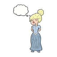 cartoon pretty victorian woman with thought bubble N9