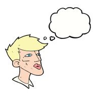 cartoon male model guy with thought bubble N9