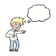cartoon funny office man pointing with thought bubble N9