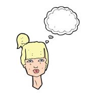 cartoon female head with thought bubble N9