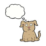 cartoon happy dog with thought bubble N67