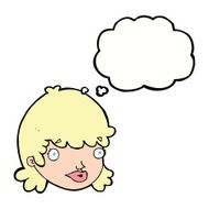 cartoon female face with surprised expression thought bubbl N17