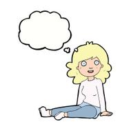 cartoon happy woman with thought bubble N204