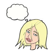 Cartoon Annoyed Woman With Thought Bubble N146