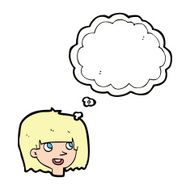 cartoon happy female face with thought bubble N151