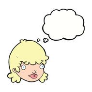 cartoon female face with thought bubble N117