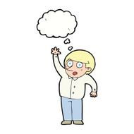 cartoon man asking question with thought bubble N39