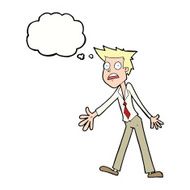 cartoon stressed man with thought bubble N55