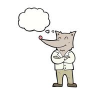 cartoon wolf in shirt with thought bubble N5