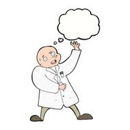 cartoon mad scientist with thought bubble N9
