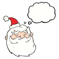 cartoon santa claus face with thought bubble N8