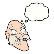 cartoon angry old man with thought bubble N113