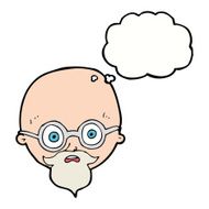 cartoon shocked man with beard thought bubble N16