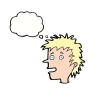 cartoon excited boy with thought bubble N121