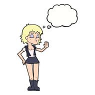 cartoon cool girl with thought bubble N23