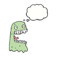 cartoon gross ghost with thought bubble N33