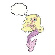 cartoon pretty mermaid with thought bubble N32