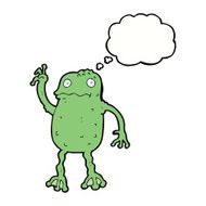 cartoon frog with thought bubble