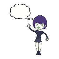 cartoon vampire girl with thought bubble N179