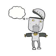 funny cartoon robot with open head thought bubble N8