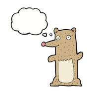 funny cartoon bear with thought bubble N27
