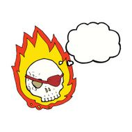 cartoon burning skull with thought bubble N8