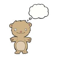 cartoon happy little teddy bear with thought bubble N2