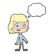 cartoon worried boy with thought bubble N25