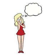 cartoon excited woman with thought bubble N105