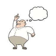 cartoon big fat boss with thought bubble N9