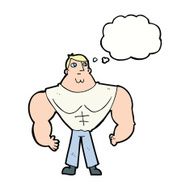 cartoon body builder with thought bubble N9