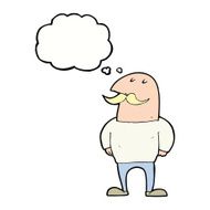 cartoon bald man with mustache thought bubble N14