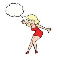 cartoon female spy with thought bubble N25