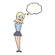 cartoon happy woman with thought bubble N205