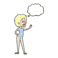 cartoon woman waving with thought bubble N274