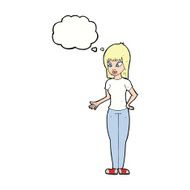 cartoon woman explaining with thought bubble N41