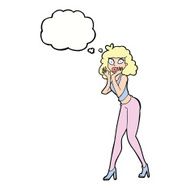 cartoon surprised woman with thought bubble N196