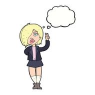 cartoon cool girl giving peace sign with thought bubble N9