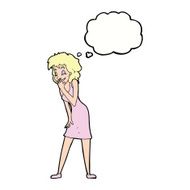 cartoon woman laughing with thought bubble N8