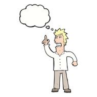 cartoon angry man making point with thought bubble N9