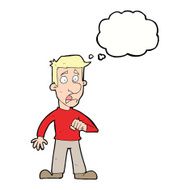cartoon shocked man with thought bubble N87