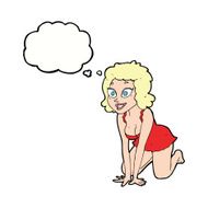 cartoon funny sexy woman with thought bubble N9