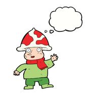 cartoon mushroom man with thought bubble N9