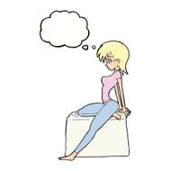 cartoon pin up pose girl with thought bubble N9
