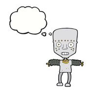 cartoon robot with thought bubble N134