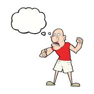 cartoon violent man with thought bubble N17