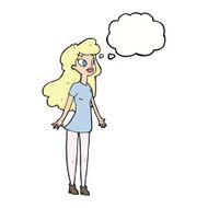 cartoon pretty girl with thought bubble N79